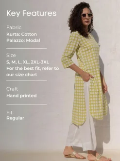 Set of 2 - Leela Cotton Kurta and Palazzo Pants