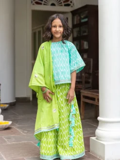 Set of 3 - Lilly Block Printed Cotton Lehanga
