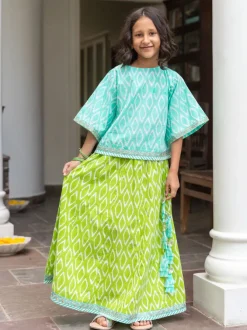 Set of 3 - Lilly Block Printed Cotton Lehanga