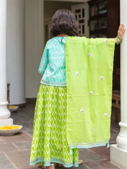 Set of 3 - Lilly Block Printed Cotton Lehanga