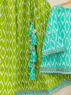 Set of 3 - Lilly Block Printed Cotton Lehanga
