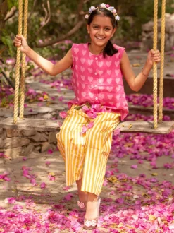Set of 2 - Linda Organic Cotton Block Printed Top & Pants Set