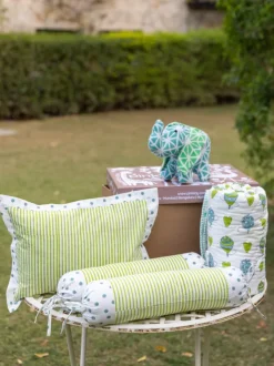 Set of 6 - Meadow Block Printed Bedding Set with Gift Box