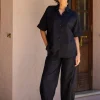 Set of 2 - Midnight Black Cotton Shirt & Pants