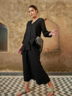 Set of 2 - Mimosa Smocking Top & Wrap-Around Pants