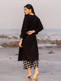 Set of 2 - Moh Long Black Kurta and Palazzo