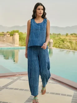 Set of 2 - Moonlit Tide Sleeveless Top & Palazzo Pant