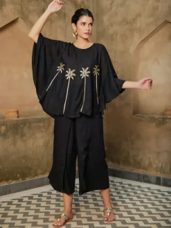 Set of 2 - Morocco Embroidered Poncho & Pant Set
