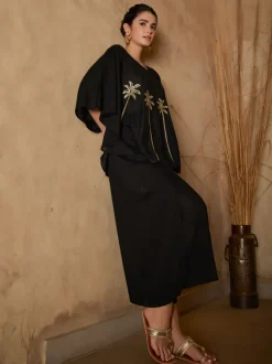 Set of 2 - Morocco Embroidered Poncho & Pant Set