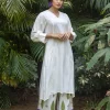Set of 2 - Nargis White Kurta and Palazzo Pants