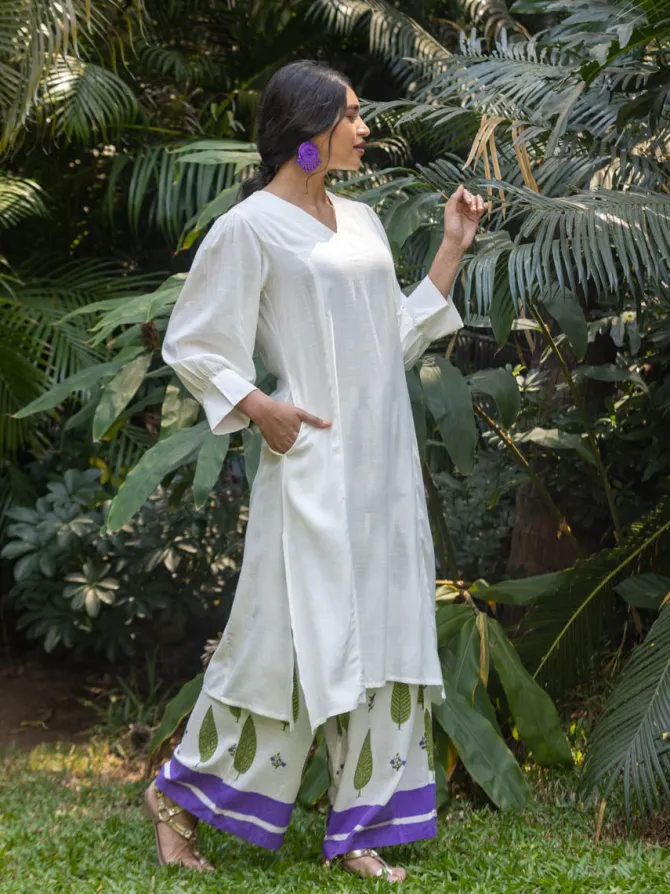 Set of 2 - Nargis White Kurta and Palazzo Pants