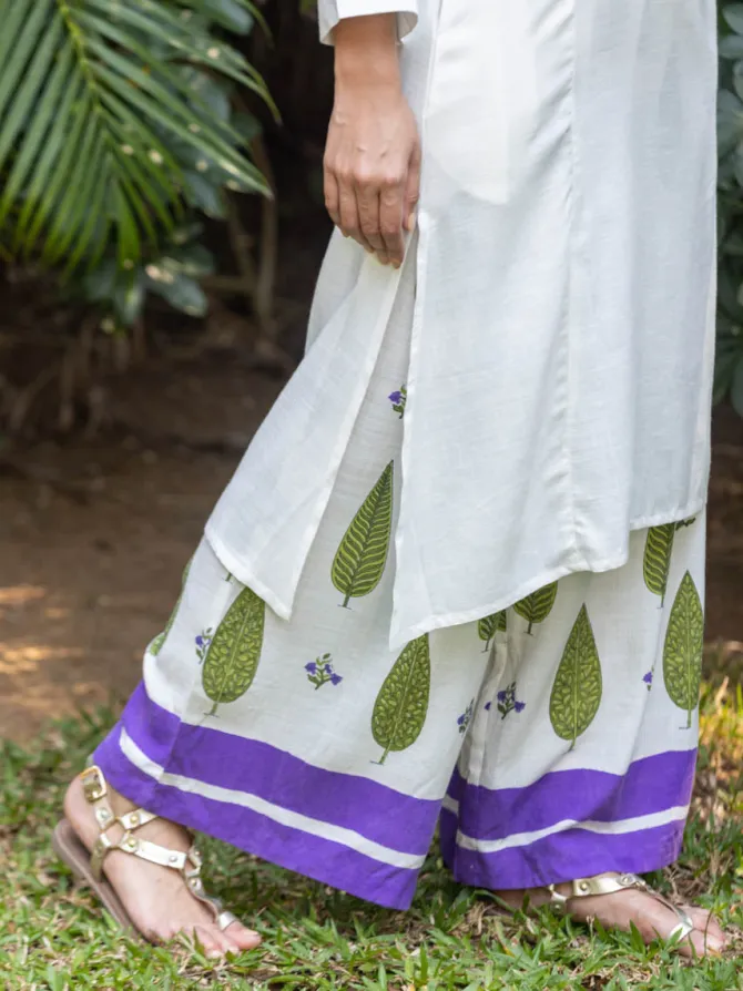 Set of 2 - Nargis White Kurta and Palazzo Pants