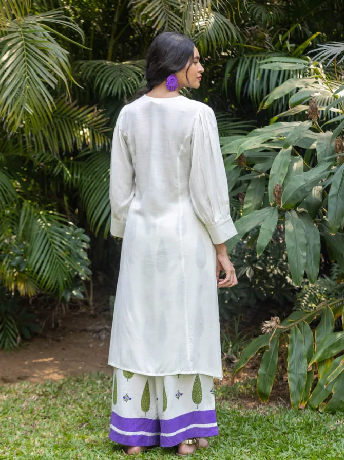 Set of 2 - Nargis White Kurta and Palazzo Pants