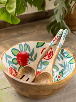 Set of 3 - Nishat Salad Bowl With Serving Spoons