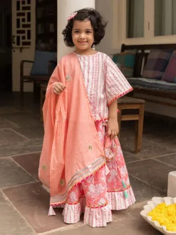 Set of 3 - Nurvi Block Printed Cotton Lehanga