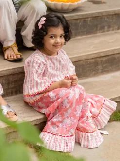 Set of 3 - Nurvi Block Printed Cotton Lehanga