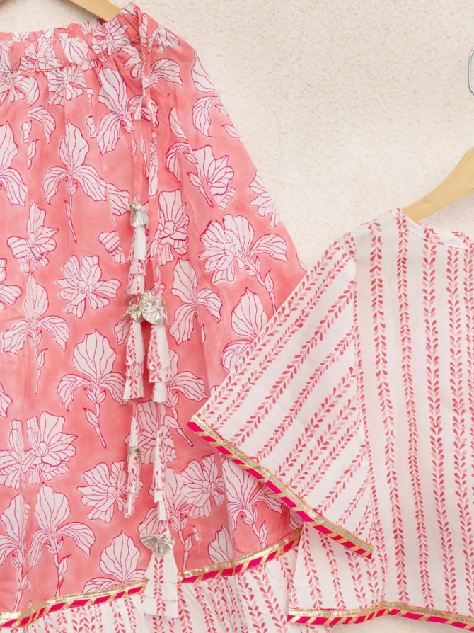 Set of 3 - Nurvi Block Printed Cotton Lehanga