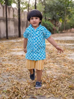 Set of 2 - Ocean Splash Organic Cotton Printed Shirt & Shorts