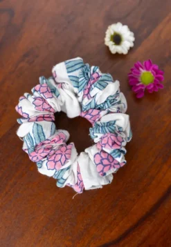 Set of 2 - Pink Garden Cotton Scrunchie