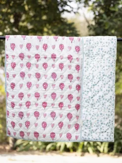 Set of 5 - Pink Romance Block Printed Bedding Set For Kids