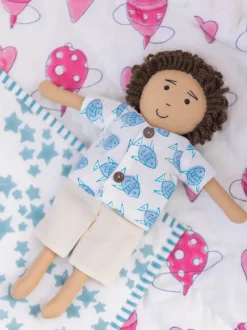 Set of 5 - Pink Romance Block Printed Bedding Set For Kids