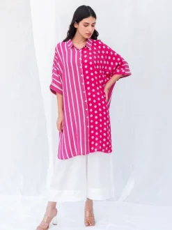Set of 2 - Pink Summer Oversized Shirt and Palazzos
