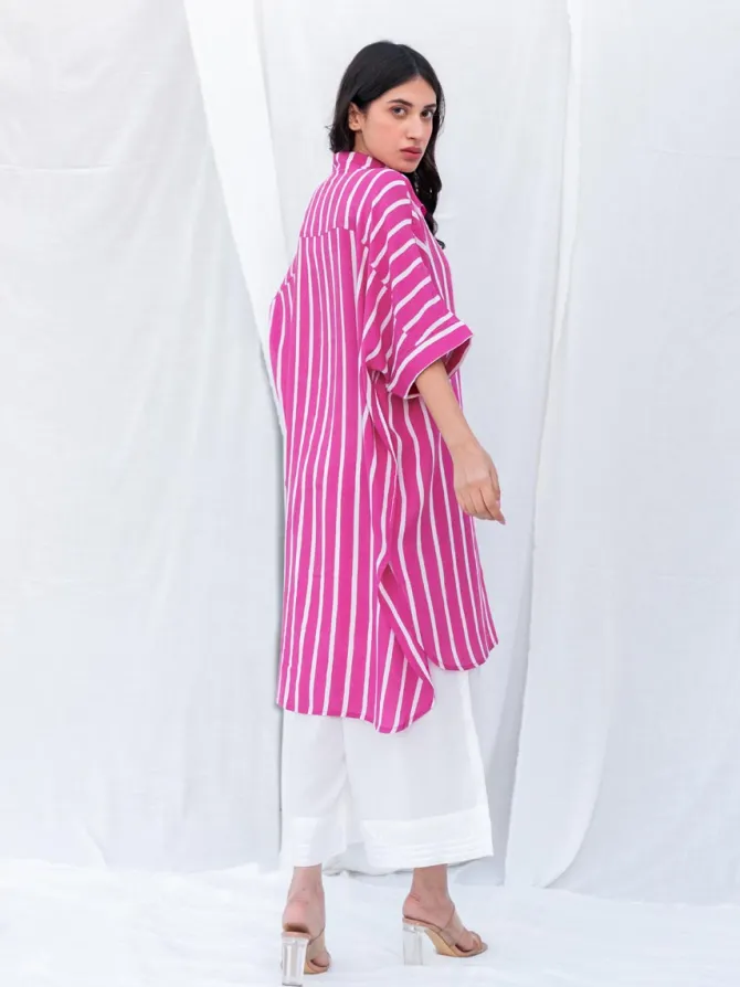 Set of 2 - Pink Summer Oversized Shirt and Palazzos