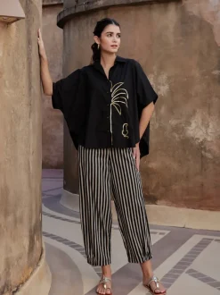Set of 2 - Rabat Sequined Poncho Shirt & Pants