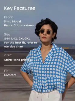 Set of 2 - Rio Blue Polka Shirt Top and Trousers