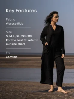 Set of 2 - Sabrina Black Top & Palazzo Pants
