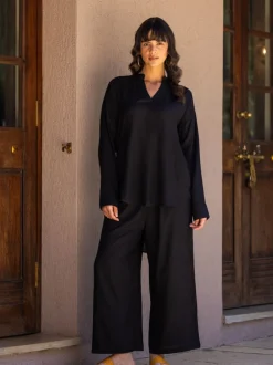 Set of 2 - Sabrina Black Top & Palazzo Pants