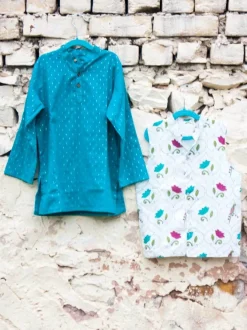 Set of 3 - Samar Block Printed Kurta With Jacket