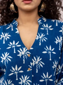 Set of 2 - Shaheen Indigo Kaftan Top and Lantern Pants