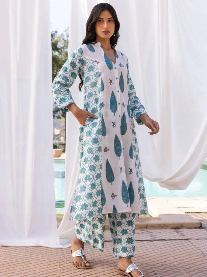 Set of 2 - Siena Cotton Hand Block Printed Kurta and Palazzo