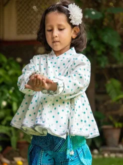 Set of 2 - Sitara Block Printed Cotton Angrakha Dhoti