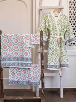 Set of 6 - Spring Time Block Print Bath Set