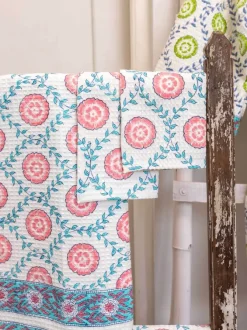 Set of 6 - Spring Time Block Print Bath Set