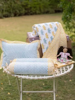 Set of 6 - Summer Day Hand Block Printed Bedding Set with Gift Box