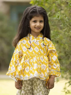 Set of 2 - Sunheri Organic Cotton Angrakha with Dhoti
