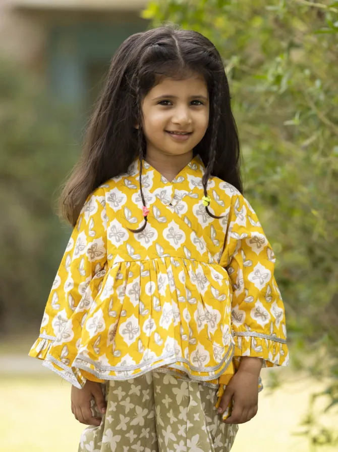 Set of 2 - Sunheri Organic Cotton Angrakha with Dhoti