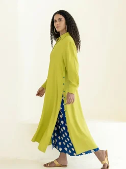 Set of 2 - Tan Long Shirt Dress & Wrap-Around Palazzo Set