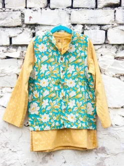 Set of 3 - Tarang Block Printed Kurta With Jacket