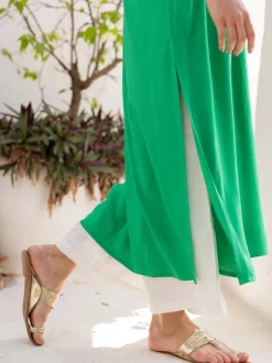 Set of 2 - Thames Green Kaftan and Palazzo Pants