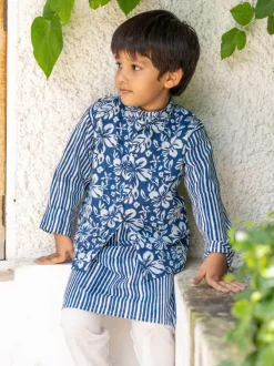 Set of 3 - Tirth Organic Cotton Long Kurta with Jacket
