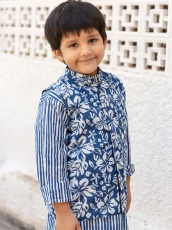 Set of 3 - Tirth Organic Cotton Long Kurta with Jacket
