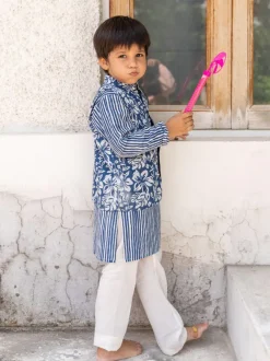 Set of 3 - Tirth Organic Cotton Long Kurta with Jacket