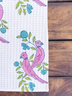 Set of 2 - Tota Rani Block Printed Cotton Hand Towels