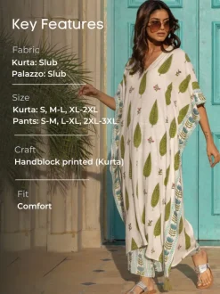 Set of 2 - Tuscan Cypress Kaftan Kurta and Palazzo