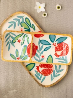 Set of 2 - Valley of Flowers Wooden Platters