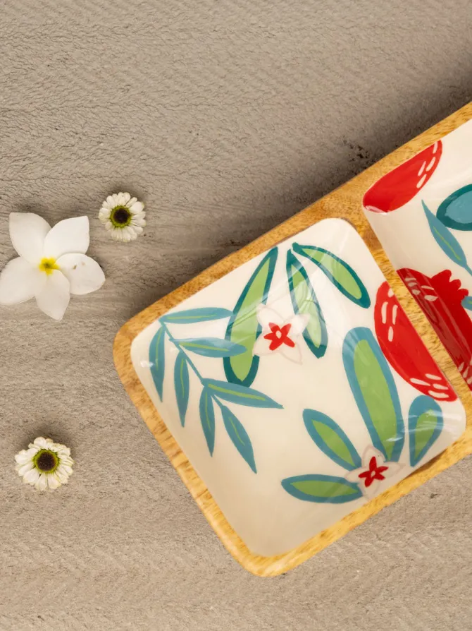 Set of 2 - Valley of Flowers Wooden Platters